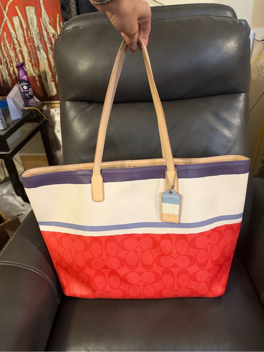 Coach Legacy Weekend Painted Stripe Tote